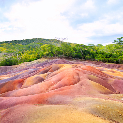 See Chamarel’s kaleidoscopic sands